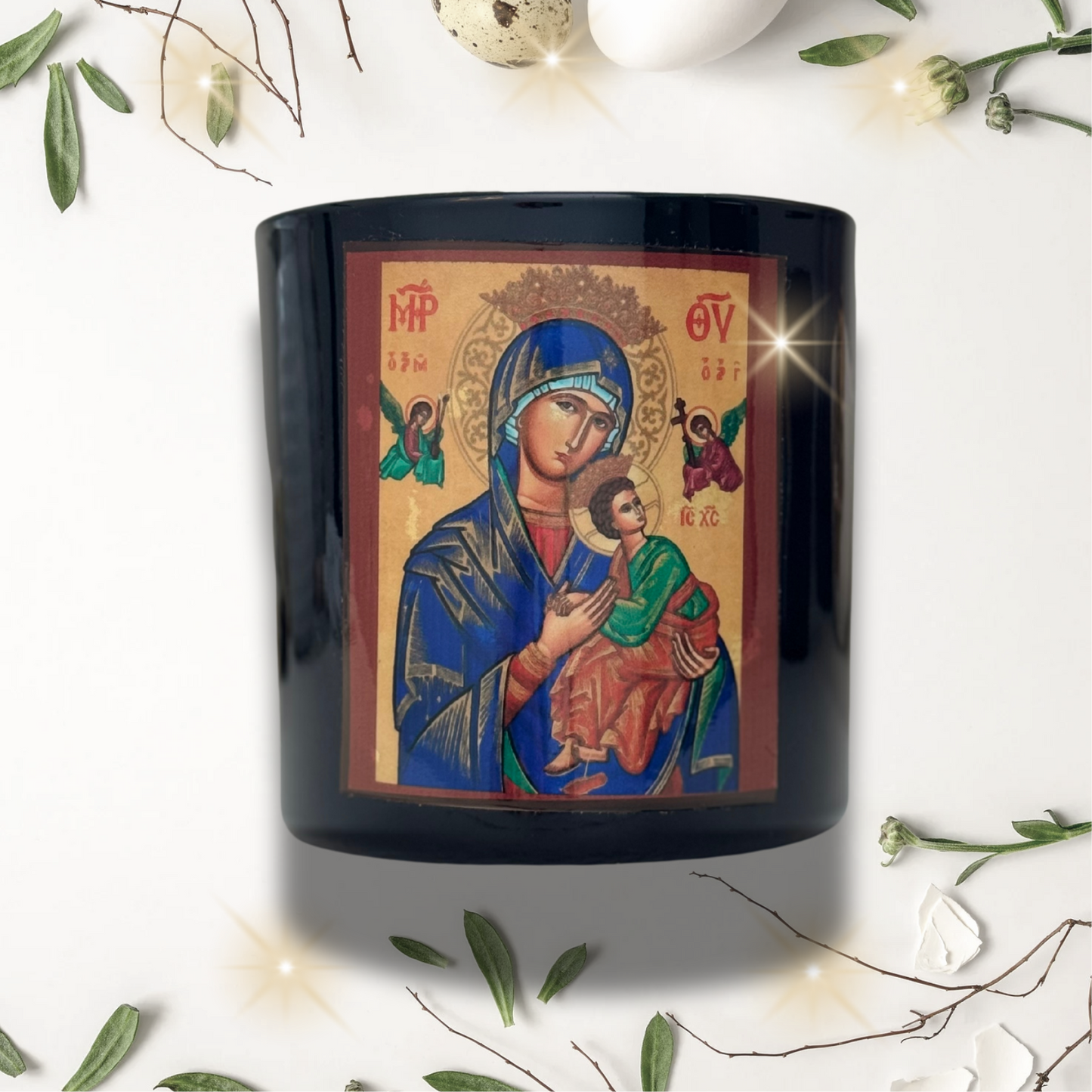 BLACK RELIGIOUS CANDLE HOLDER | KANDILAKI