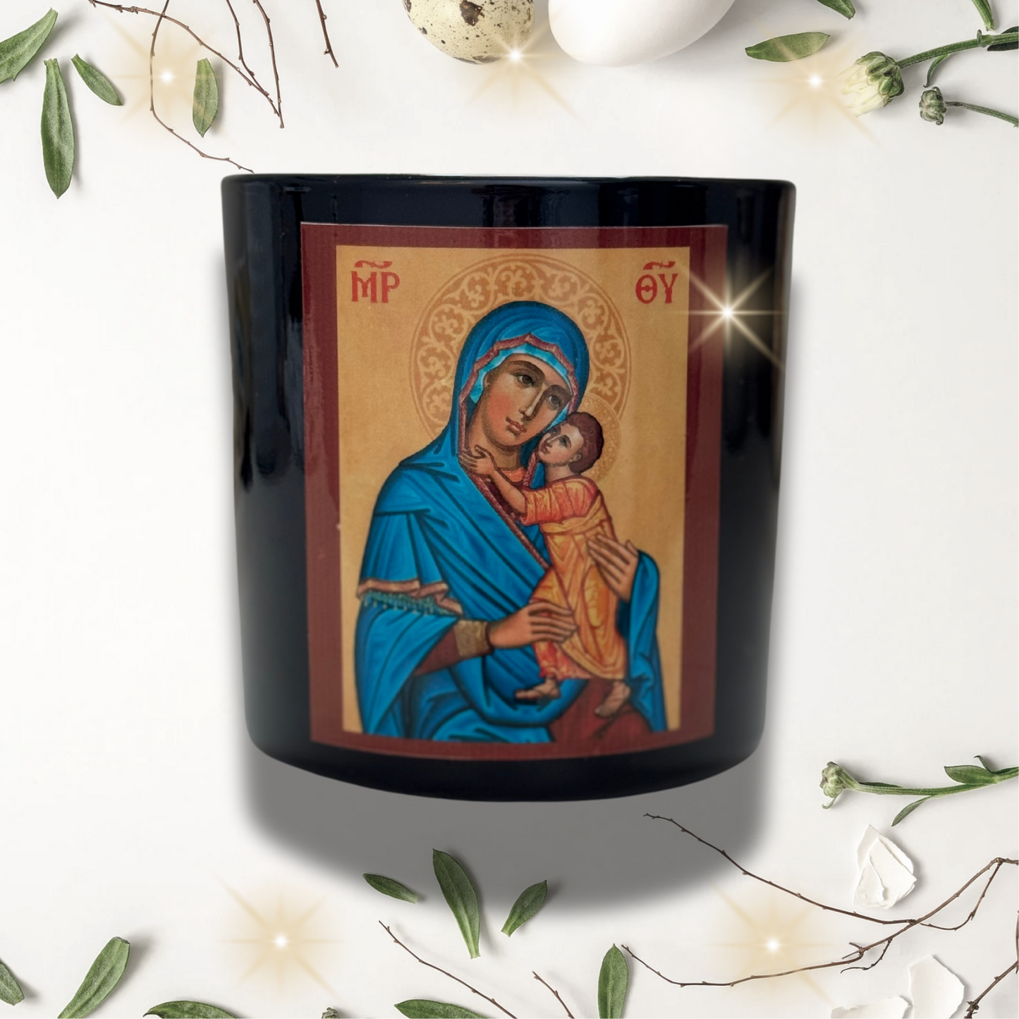 BLACK RELIGIOUS CANDLE HOLDER | KANDILAKI